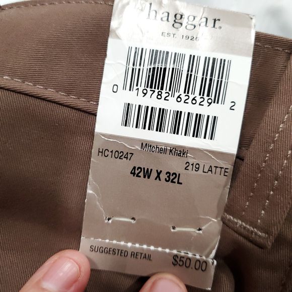 Haggar Brown Mitchell Khaki Plain Front Pants Size 42X32 NWT Reg $50.00 - Picture 10 of 11